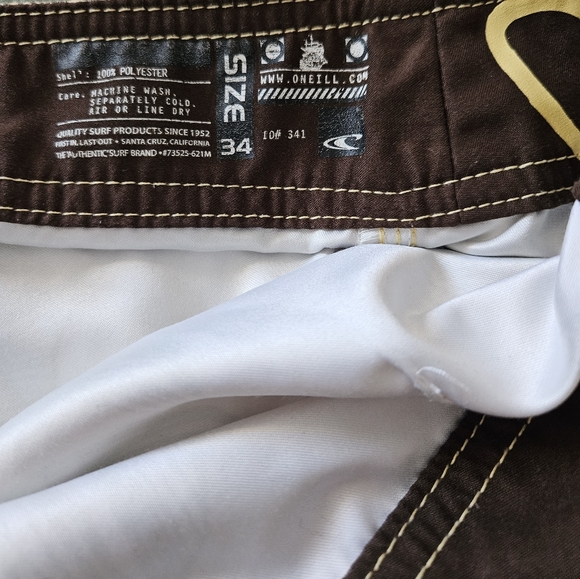 O'neill Men's Brown Multicolored Board Shorts Swim Trunks Size 34 - Picture 3 of 5